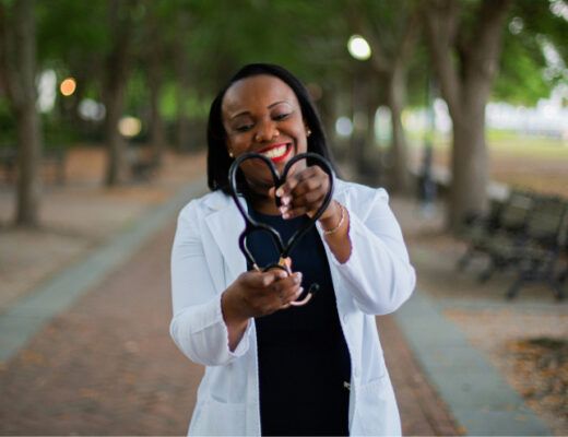 A photo of an LGBTQ+ nurse.